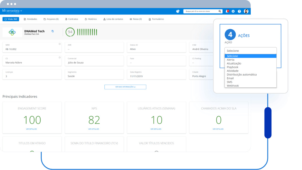 Criar e editar clientes e contratos diretamente no SenseData